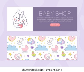 Cute Baby Care Poster Template with Copyspace Vector Illustration