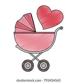 cute baby cart with heart