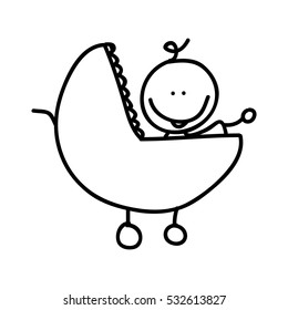 cute baby in cart isolated icon vector illustration design