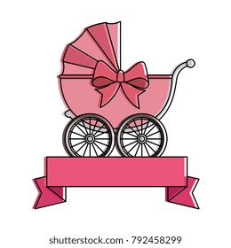 cute baby cart with ribbon