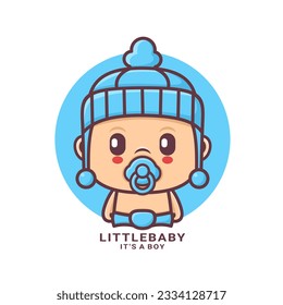 cute baby cartoon character vector illustration, mascot, icon, sticker.