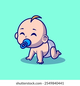 Cute Baby cartoon illustration. Study icon concept. Flat cartoon style