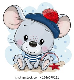 Cute baby cartoon Mouse in sailor costume