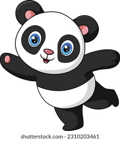 Cute baby cartoon panda dancing