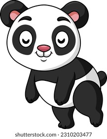 Cute baby cartoon panda on white background