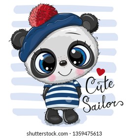 Cute baby cartoon Panda in sailor costume