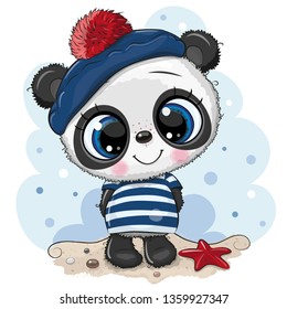 Cute baby cartoon Panda in sailor costume