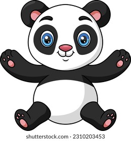 Cute baby cartoon panda sitting