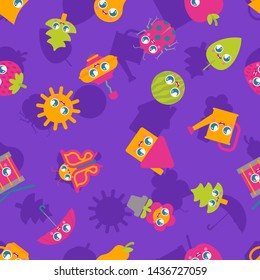 Cute baby Cartoon pattern seamless. Kawaii background. Children cloth texture