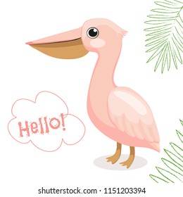 Cute baby cartoon Pelican vector illustration poster