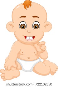 cute baby cartoon sitting with laughing