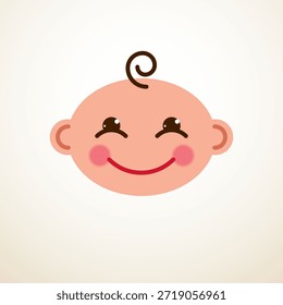 Cute baby cartoon vector flat icon, adorable happy and smiling child emoji.