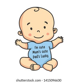 cute baby cartoons wear blue clothes