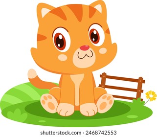 Cute Baby Cat Animal Cartoon Character. Vector Illustration Flat Design Isolated On Transparent Background