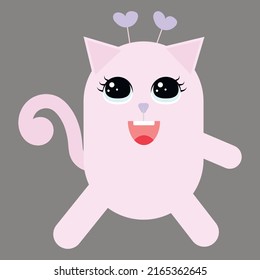 Un gato lindo con un pájaro. Ilustración vectorial para ducha de bebé, tarjeta de saludo, invitación a fiesta, ropa de moda estampada de camisetas.
