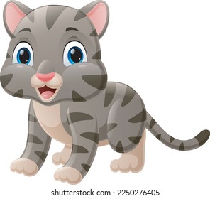 Cute baby cat cartoon posing