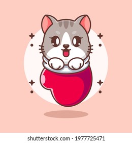 Cute baby cat in glove cartoon