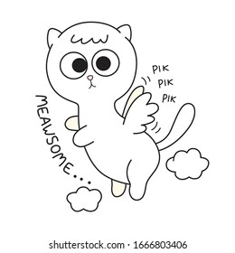 Cute baby cat hand drawn for t shirt
