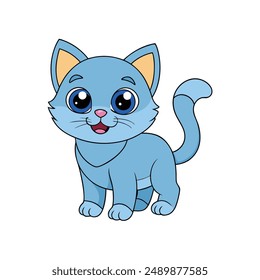 Cute Baby Cat Happy Cartoon Vector Illustration