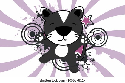 cute baby cat jumping cartoon background in vector