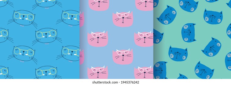 Cute baby Cat Muster Vektorgrafik.