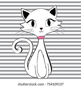 Cute baby Cat pattern vector illustration.