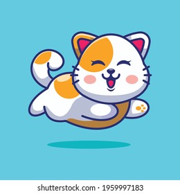 Cute baby cat running cartoon