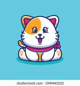 Cute baby cat sitting cartoon illustration