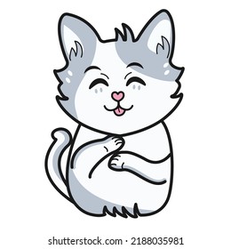 Cute baby cat smiles. Vector illustration for baby shower, greeting card, party invitation, fashion clothes t-shirt print