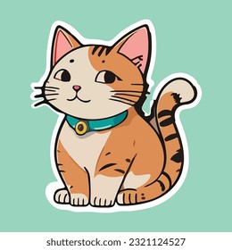 cute baby cat sticker in cartoon style vector design