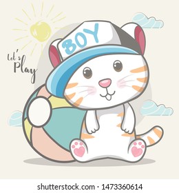 cute baby cat vector illustration for kids