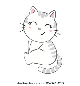 Cute baby cat. Vector illustration for baby shower, greeting card, party invitation, fashion clothes t-shirt print.