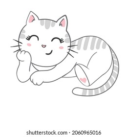 Cute baby cat. Vector illustration for baby shower, greeting card, party invitation, fashion clothes t-shirt print.