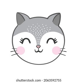 Cute baby cat. Vector illustration for baby shower, greeting card, party invitation, fashion clothes t-shirt print.
