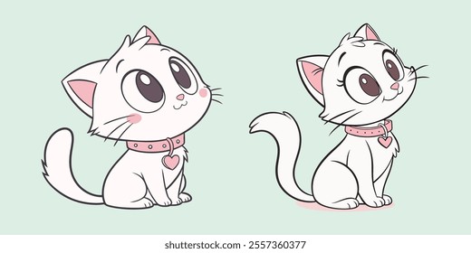 Cute baby cat vector illustration featuring an adorable, fluffy kitten with big eyes. Perfect for pet-themed designs, children's projects, and digital content. High-quality and scalable for easy custo