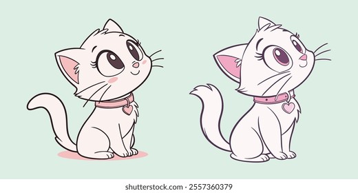 Cute baby cat vector illustration featuring an adorable, fluffy kitten with big eyes. Perfect for pet-themed designs, children's projects, and digital content. High-quality and scalable for easy custo