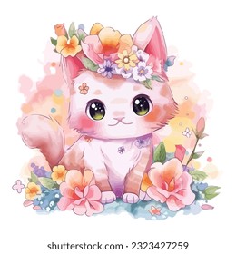 cute Baby Cat Watercolor Clipart