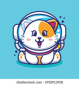 Cute baby cat wearing an astronaut helmet, cartoon character