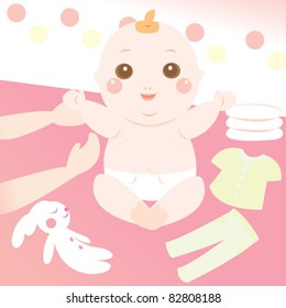 cute baby changing clothes