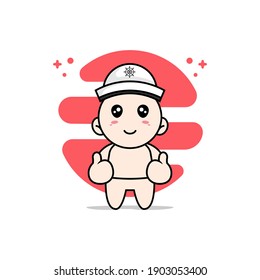 Cute baby character wearing sailor costume. Mascot design concept