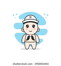 Cute baby character wearing sailor costume. Mascot design concept