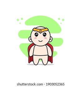 Cute baby character wearing superhero costume. Mascot design concept