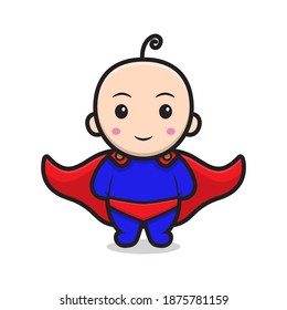 cute baby character wearing superheroes costume. design isolated on white background.