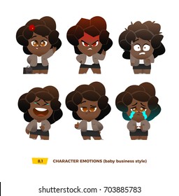 Cute baby characters emotions set. Cartoon flat style
