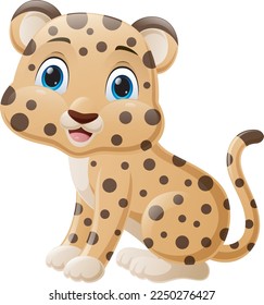 Cute baby cheetah cartoon sitting