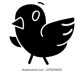 Cute baby chick flying silhouette vector illustration. Isolated on white background