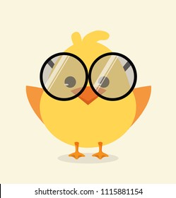 Cute baby chick with a glasses