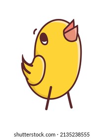 Cute baby chick icon Colored Doodle Vector Illustration. Isolated on a white background. Element for greeting card, holiday card, sticker, book, print, mobile, web.