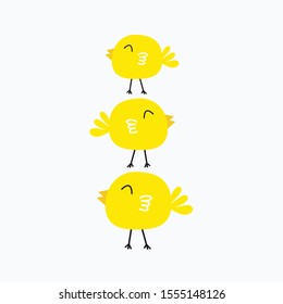 Cute baby chick on white background.It's a simple design. Giving a cute and bright feeling.vector illustration.