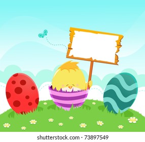 Cute Baby Chick With Sign